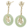 Ladies Estate 14K Yellow Gold Jade Circle Chinese "Good Fortune" Symbol Earrings