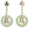 Ladies Estate 14K Yellow Gold Jade Circle Chinese "Good Fortune" Symbol Earrings