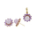 Ladies Estate 10K Yellow Gold Lilac Jade & Purple Amethyst Halo Gemstone Pendant and Earrings Jewelry Set