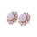 Ladies Estate 10K Yellow Gold Lilac Jade & Purple Amethyst Halo Gemstone Pendant and Earrings Jewelry Set