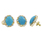 Ladies Estate 14K Yellow Gold Blue Turquoise Gemstone & Diamond Ring and Earrings Set