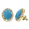 Ladies Estate 14K Yellow Gold Blue Turquoise Gemstone & Diamond Ring and Earrings Set