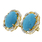 Ladies Estate 14K Yellow Gold Blue Turquoise Gemstone & Diamond Ring and Earrings Set