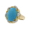 Ladies Estate 14K Yellow Gold Blue Turquoise Gemstone & Diamond Ring and Earrings Set