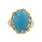 Ladies Estate 14K Yellow Gold Blue Turquoise Gemstone & Diamond Ring and Earrings Set