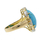 Ladies Estate 14K Yellow Gold Blue Turquoise Gemstone & Diamond Ring and Earrings Set