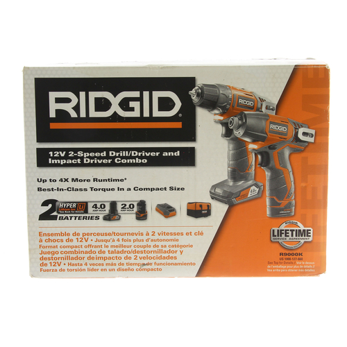 Ridgid R9000K 12V 2 Speed Drill/Driver & Impact Driver Combo Kit New