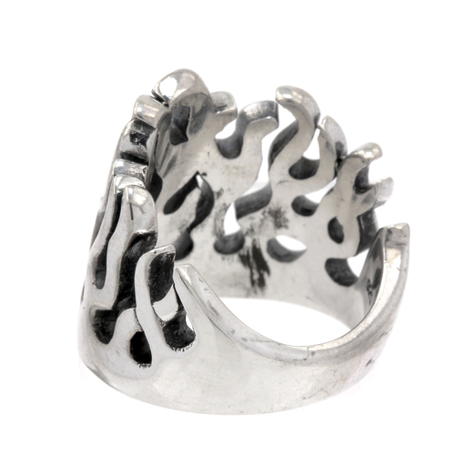 Men's Vintage Estate 925 Sterling Silver Fire Flame Design Band Ring ...