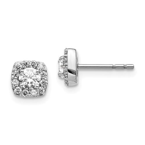 Ladies Modern 14K White Gold Square-Shaped Diamond Post Stud Earrings - 5mm