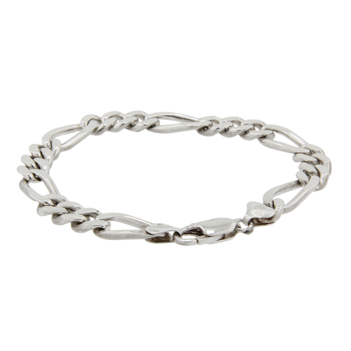 Mens Estate 925 Sterling Silver Figaro Link Chain Bracelet - 21.4 grams ...