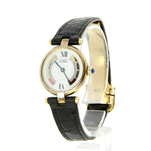 MUST DE CARTIER VERMEIL DIAL THREE GOLD ARGENT 925 QUARTZ MODERN