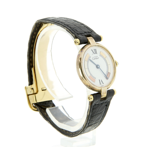 MUST DE CARTIER VERMEIL DIAL THREE GOLD ARGENT 925 QUARTZ MODERN