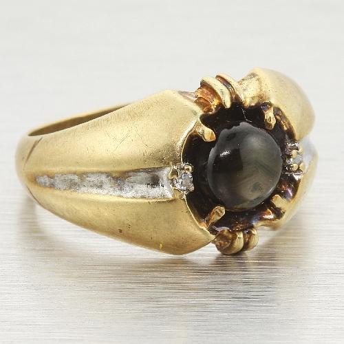 Antique Edwardian 14k Gold Black Star Sapphire Ring | Outofpawn.com