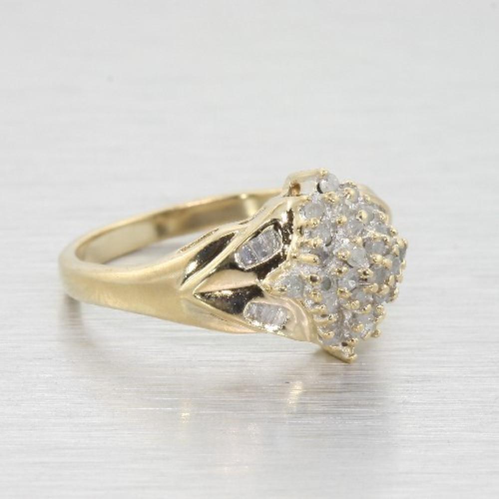 Vintage Yellow Gold Diamond Cluster Cocktail Ring Band | Online Pawn