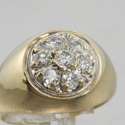 Vintage Mens 14k Gold Diamond Cluster Ring Jewelry
