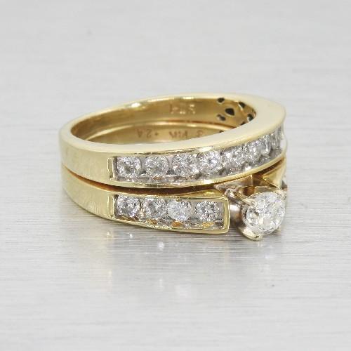 14k Yellow Gold Diamond Engagement Ring & Band Set | Outofpawn.com