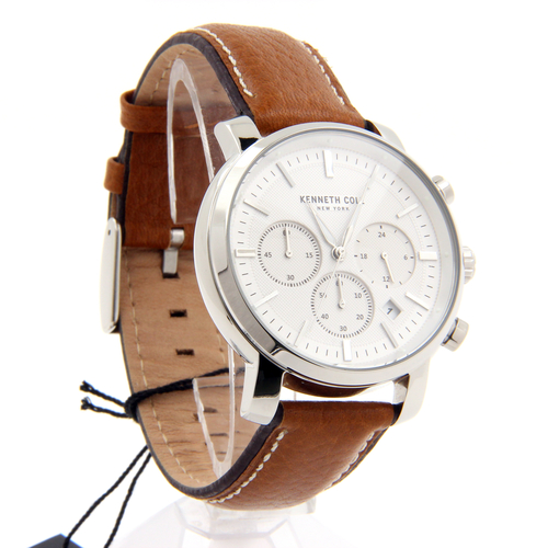 Kenneth Cole Men's Chronograph Quartz Brown Leather Strap Watch ...