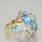 Womens Vintage Estate 14K Yellow Gold Blue Topaz Cocktail Statement Ring