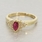 Vintage Ladies 14k Yellow Gold Ruby & Diamond Right Hand Ring Jewelry