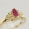 Vintage Ladies 14k Yellow Gold Ruby & Diamond Right Hand Ring Jewelry