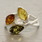 Estate 925 Silver Green Honey Cognac Amber Right Hand Ring Size 8.25  