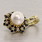 Vintage 14K Yellow Gold Pearl Sapphire Diamond Cluster Pendant