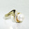 Classic Estate Ladies 18K Yellow Gold Pearl Diamond Heirloom Ring