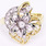 NEW Modern Womens 14K Two Tone Gold Diamond Plumeria Flower Cocktail Ring