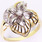 NEW Modern Womens 14K Two Tone Gold Diamond Plumeria Flower Cocktail Ring