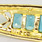 Elegant Ladies Vintage 14K Yellow Gold Aquamarine Round Diamond Bracelet 