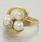 Vintage 14K Yellow Gold Pearl Diamond Ring 