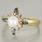 14K Yellow Gold Pearl Diamond and Sapphire Ladies Fashion Ring