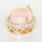 Beautiful Ladies 10K Rose Gold Pink Quartz Round Diamond Pendant