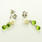 Dazzling Ladies 14K White Gold Pearl Diamond Peridot Dangling Earrings