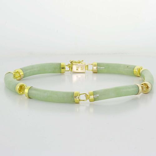 Women's 14K Gold Jade Charm Bracelet