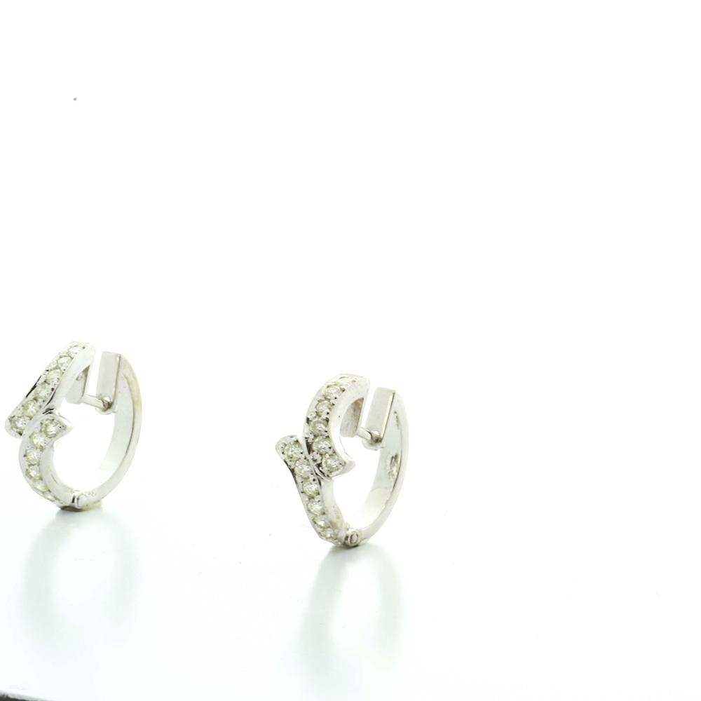 Dazzling Ladies 14K White Gold Round Diamond Ring Hoop Earring Jewelry ...