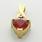 Beautiful Ladies Vintage 10K Yellow Gold Ruby Heart Diamond Pendant 