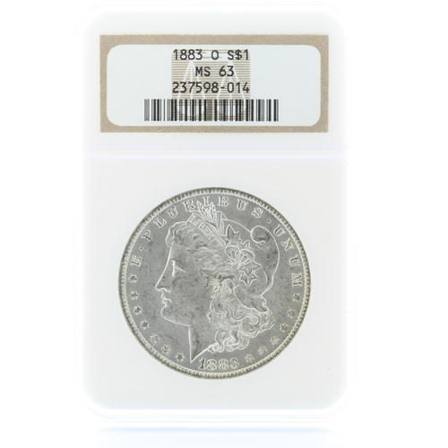Spectacular 1883-O Morgan Silver Dollar Coin NGC Certified Grade Mint State 63