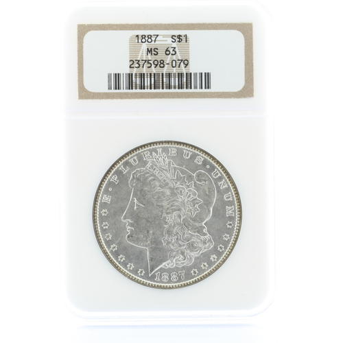 Spectacular 1887 Morgan Silver Dollar Coin NGC Certified Grade Mint State 63