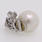 Dazzling Ladies 14K White Gold Pearl Diamond Ring Pendant Earring Jewelry Set