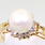 Striking Yellow Gold 18K Pearl Diamond Ladies Ring