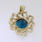 Retro Vintage Yellow Gold 10K London Blue Topaz & White Topaz Charm