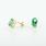 Beautiful 14K Yellow Gold Oval Synthetic Emerald Stud Earrings