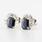 Elegant 14K White Gold Blue Spinel Round Baguette Diamond Stud earrings