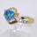 Lustrous Ladies 14K Yellow Gold Blue Opal and Diamond Right Hand Ring Jewelry