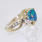 Lustrous Ladies 14K Yellow Gold Blue Opal and Diamond Right Hand Ring Jewelry