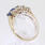 Fine Vintage Ladies 10K Yellow Gold Blue Topaz Diamond Cocktail Right Hand Ring Band 