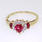 Lovely Ladies 10K Yellow Gold Heart Spinel and Diamond Ring Jewelry