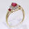 Lovely Ladies 10K Yellow Gold Heart Spinel and Diamond Ring Jewelry