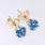 Charming Ladies 10K Yellow Gold Blue Quartz Stud Earrings Jewelry